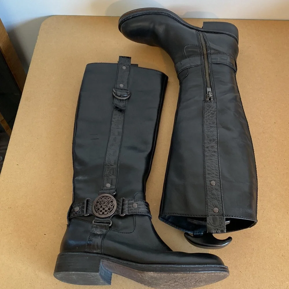 Vince Camuto Fantastic Tall Black Leather Riding Boots. Size 6.5/EU36.5 - Picture 9 of 10